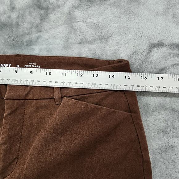 Old Navy Pants Womens 10 Brown High Rise Pixie Flare Pockets Stretch Office - Picture 7 of 11